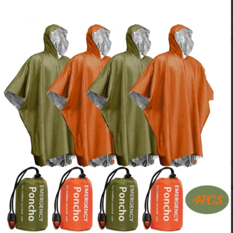 Survival Blanket Reflective - Set di 4 Pezzi di Poncho